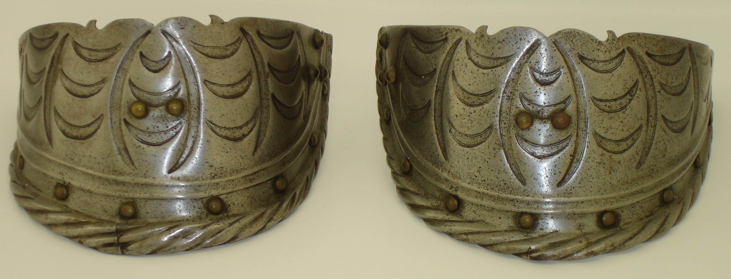 Bottom plates from a pair of German Tassets